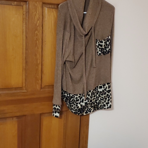 Haptics Sweaters - Haptics by Holly Harper tan Leopard print sweater